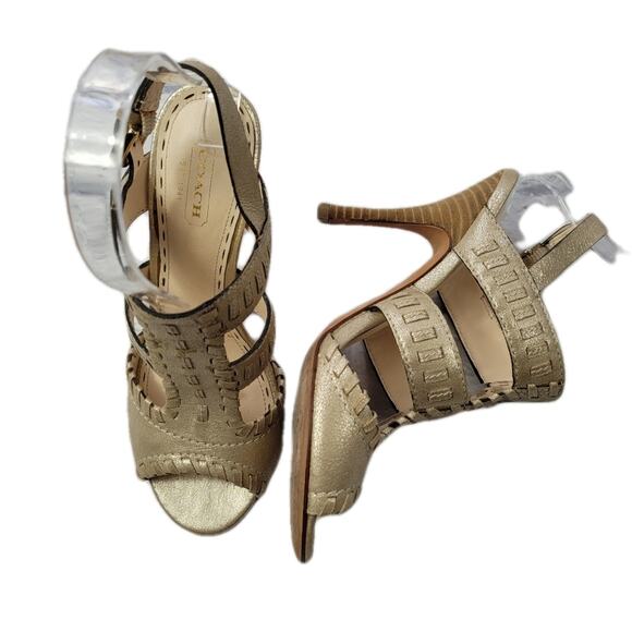 Coach 1941 Kareena Light Gold Leather T-strap Pumps size 6B - Picture 2 of 16